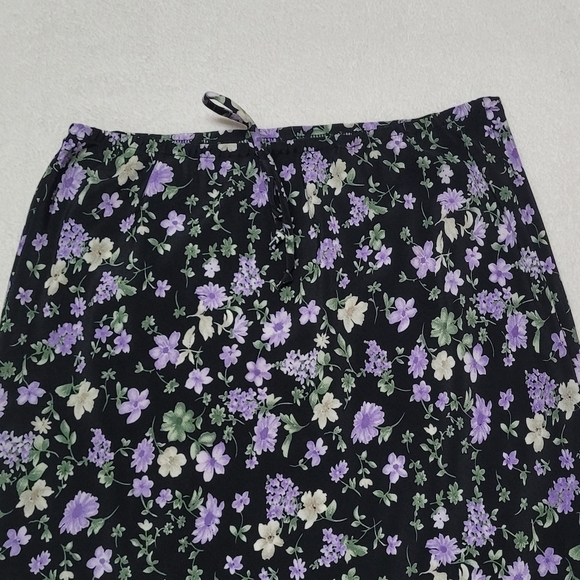 Vintage Studio 90s Purple Ditsy Floral Crepe Bow Waist Flowy Hem Mini Skirt M - Picture 3 of 9